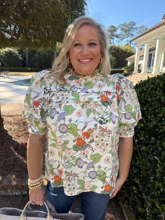 Eve Green Floral Print Top