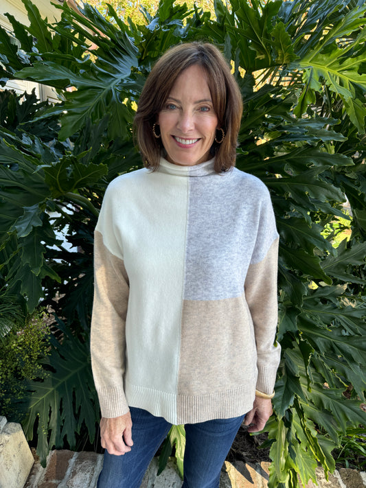 Coffee with Cream Color Block Sweater