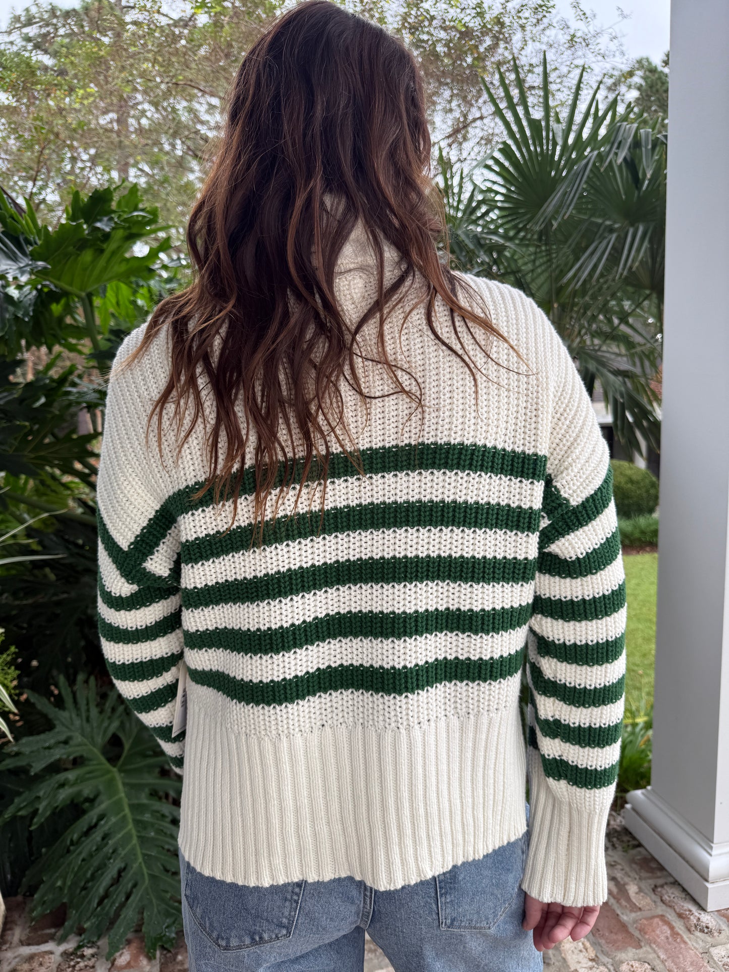 Blaire Green Stripe Ivory Pullover