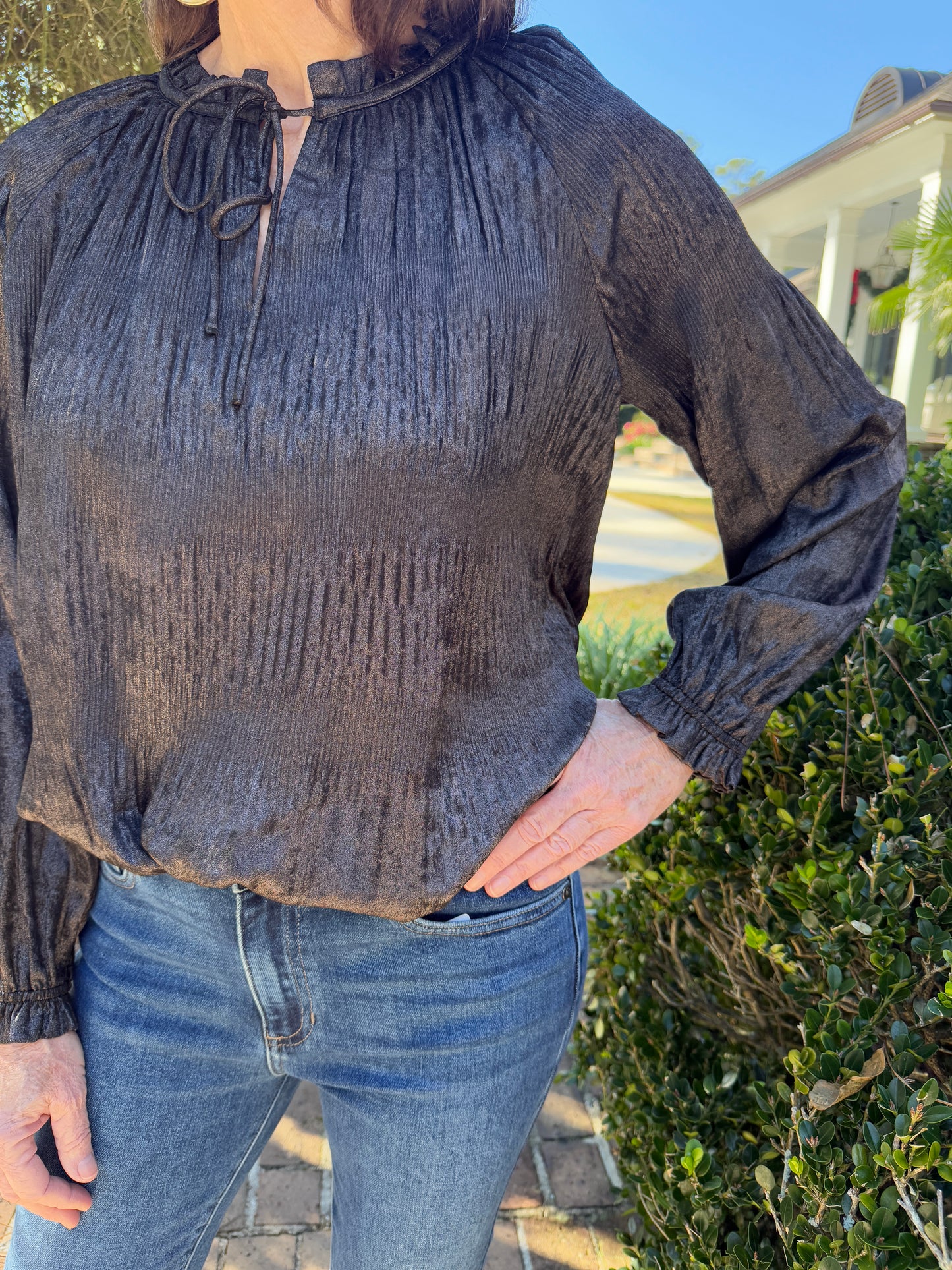 Cocktail Hour Gunmetal Blouse