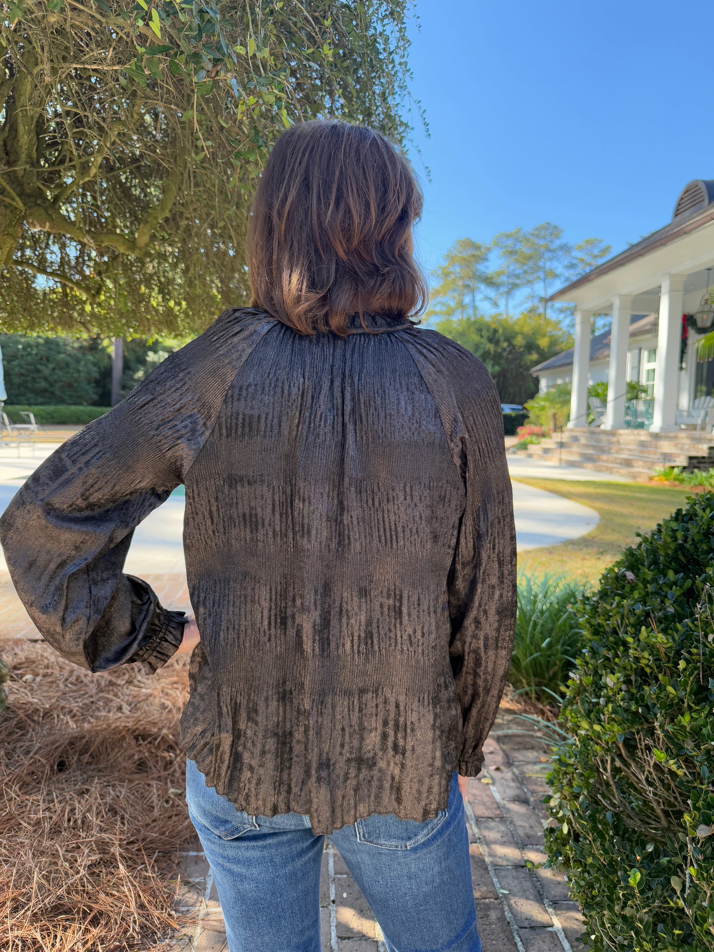 Cocktail Hour Gunmetal Blouse