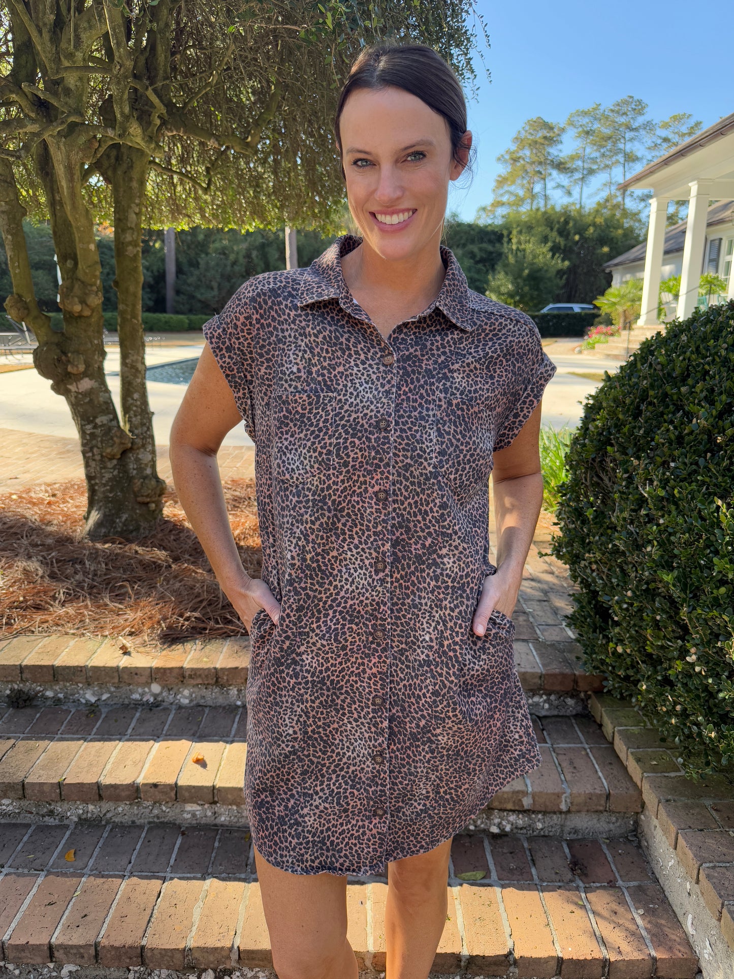 Wilderness Leopard Print Shirt Dress