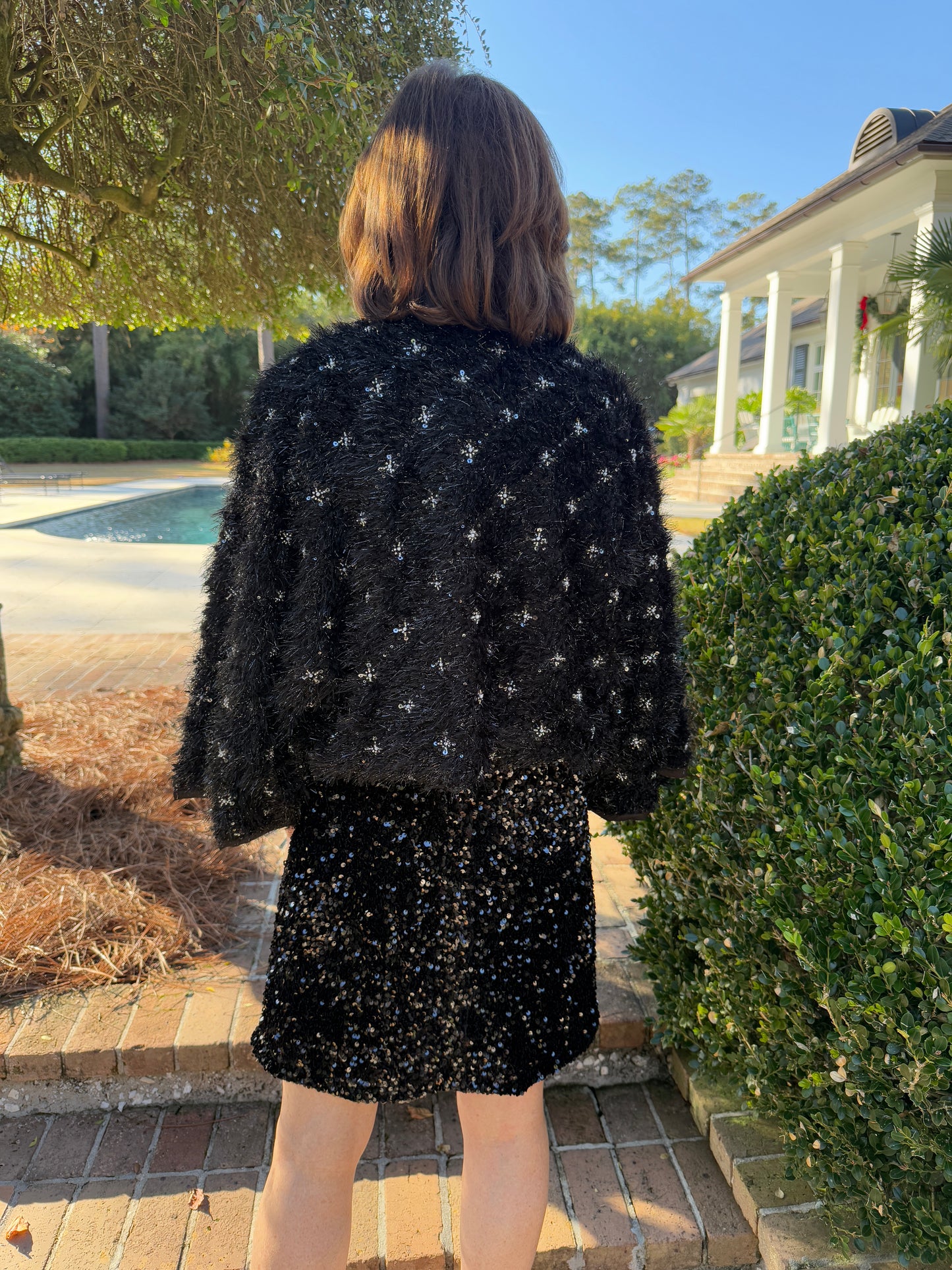 Pure Delight Black Embellished Crop Jacket