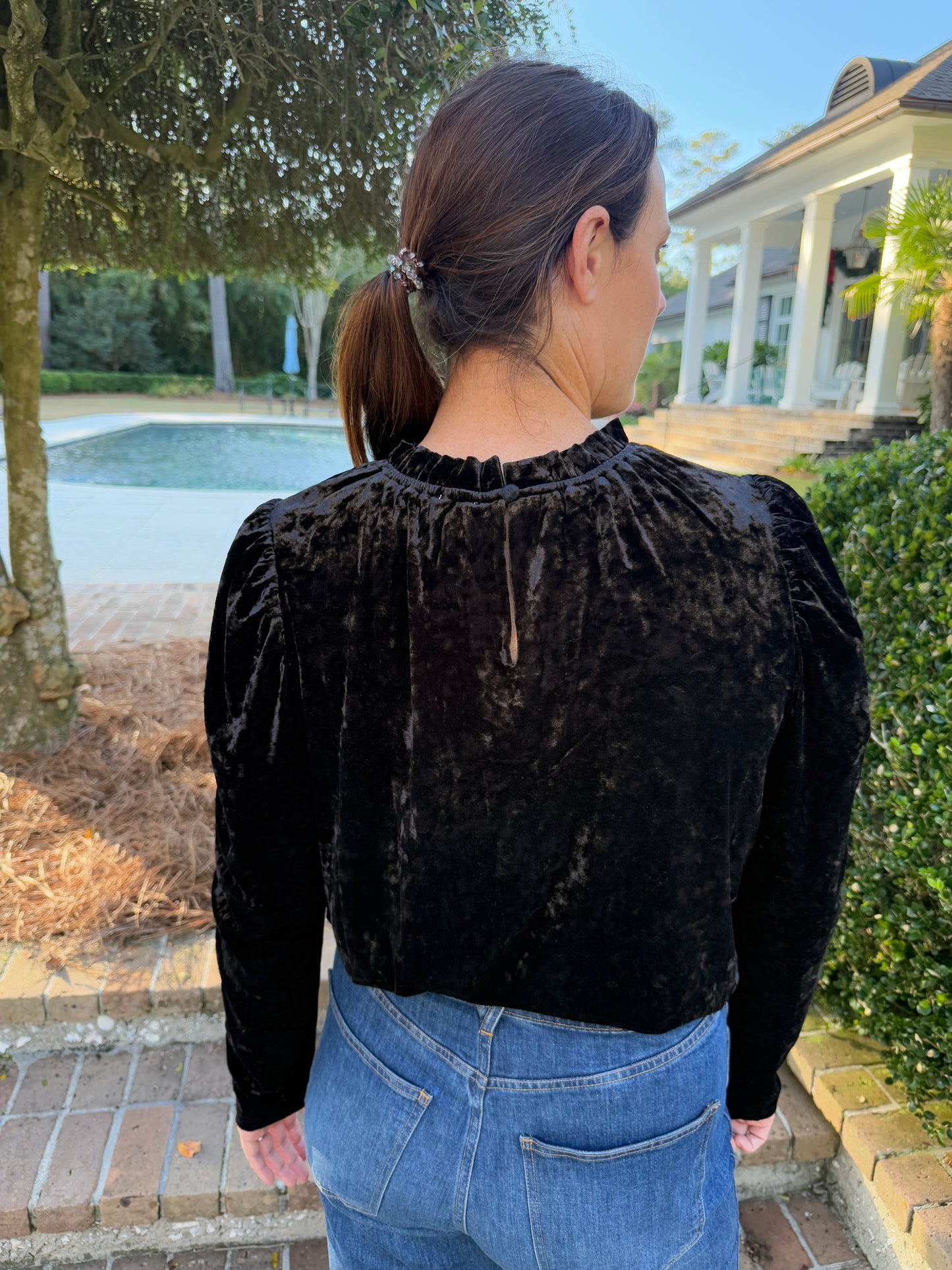 Night Sky Black Velvet Blouse