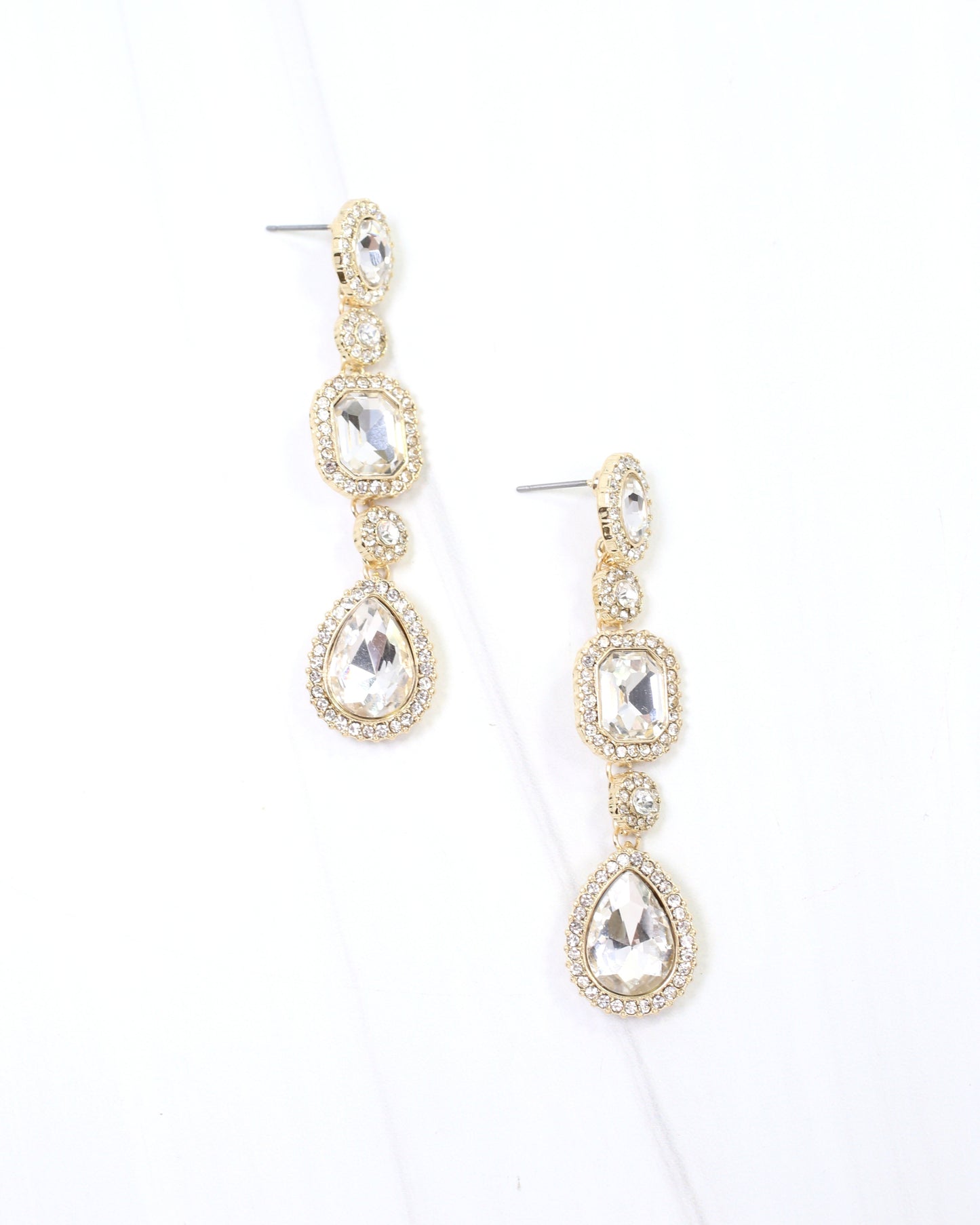 Beacon Crystal Line Drop Earring Gold