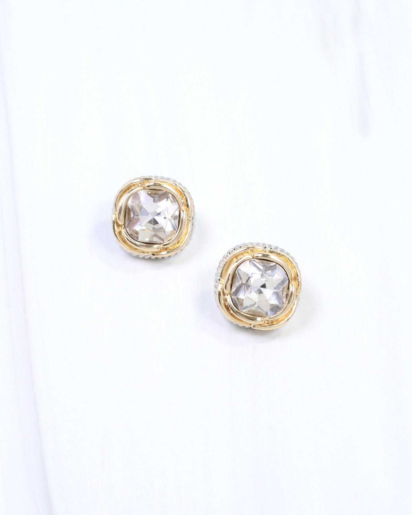 Anita Two Tone Crystal Stud Earring Gold Silver