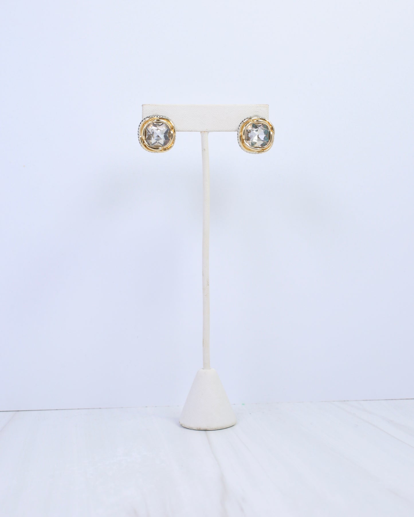 Anita Two Tone Crystal Stud Earring Gold Silver