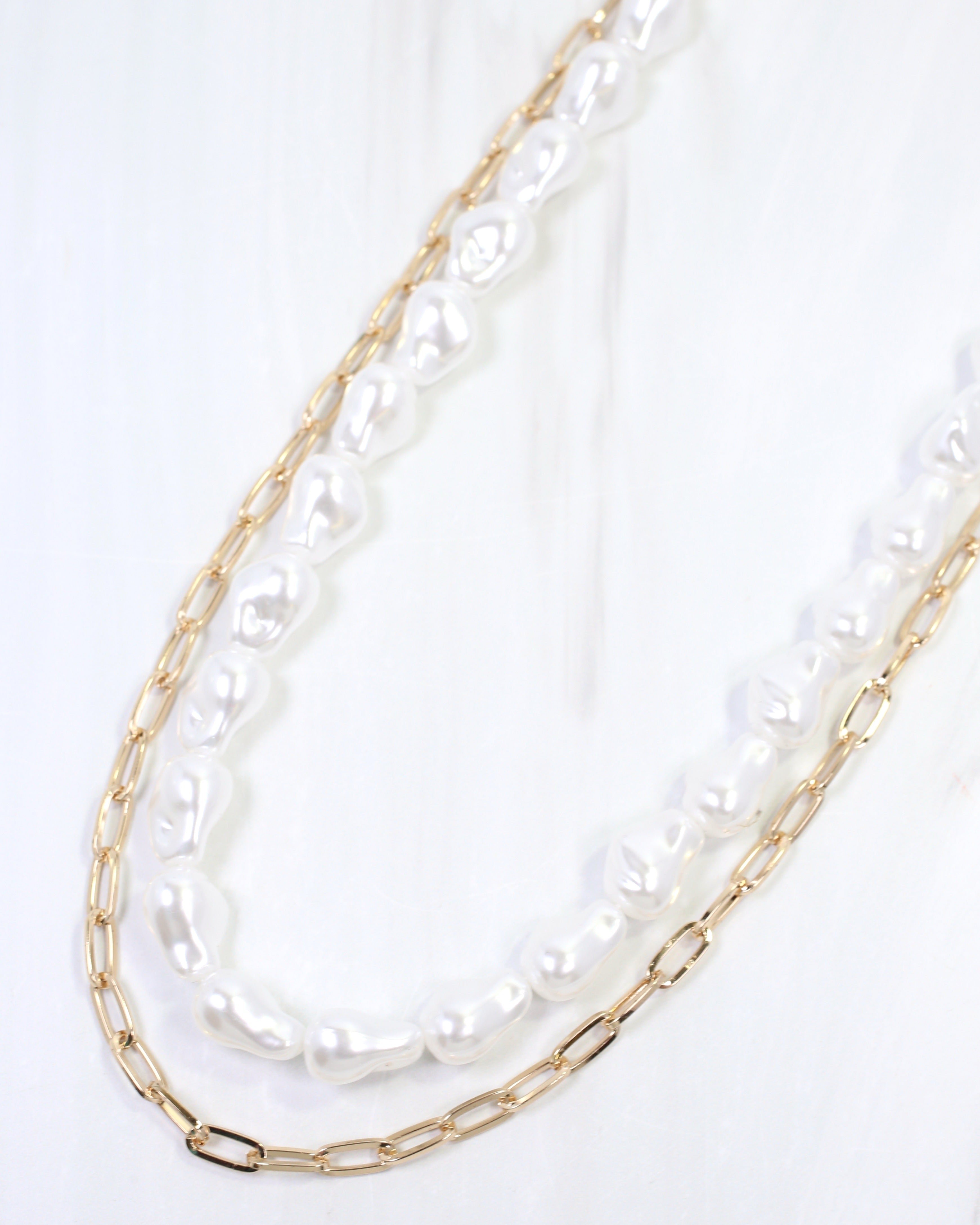 Whyalla Peal and Link Layered Necklace Cream – Caroline Hill