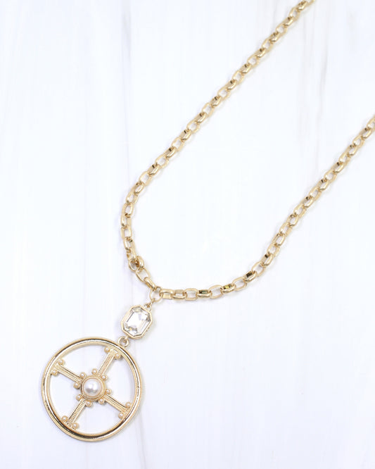 Acacia Vintage Long Link Necklace Worn Gold