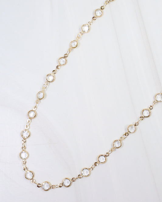 Arely Long Crystal Necklace Gold