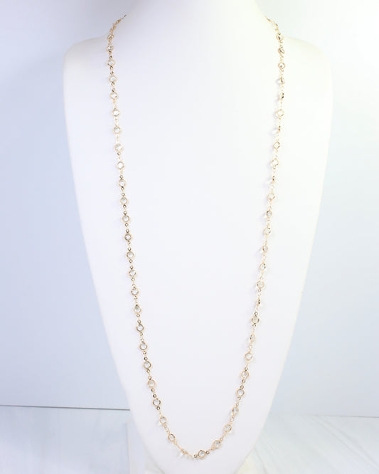 Arely Long Crystal Necklace Gold