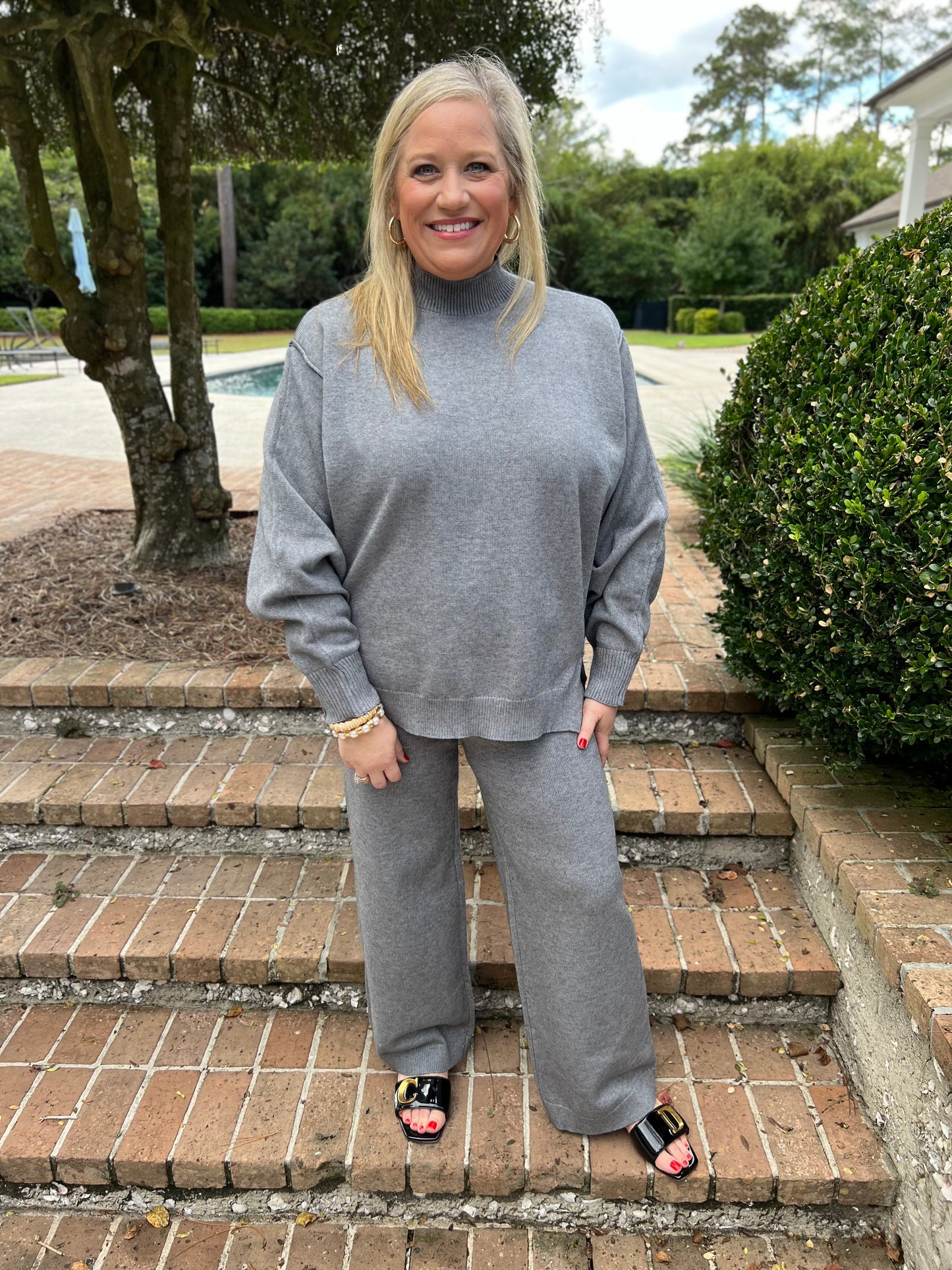 Forward My Calls Grey Sweater Set