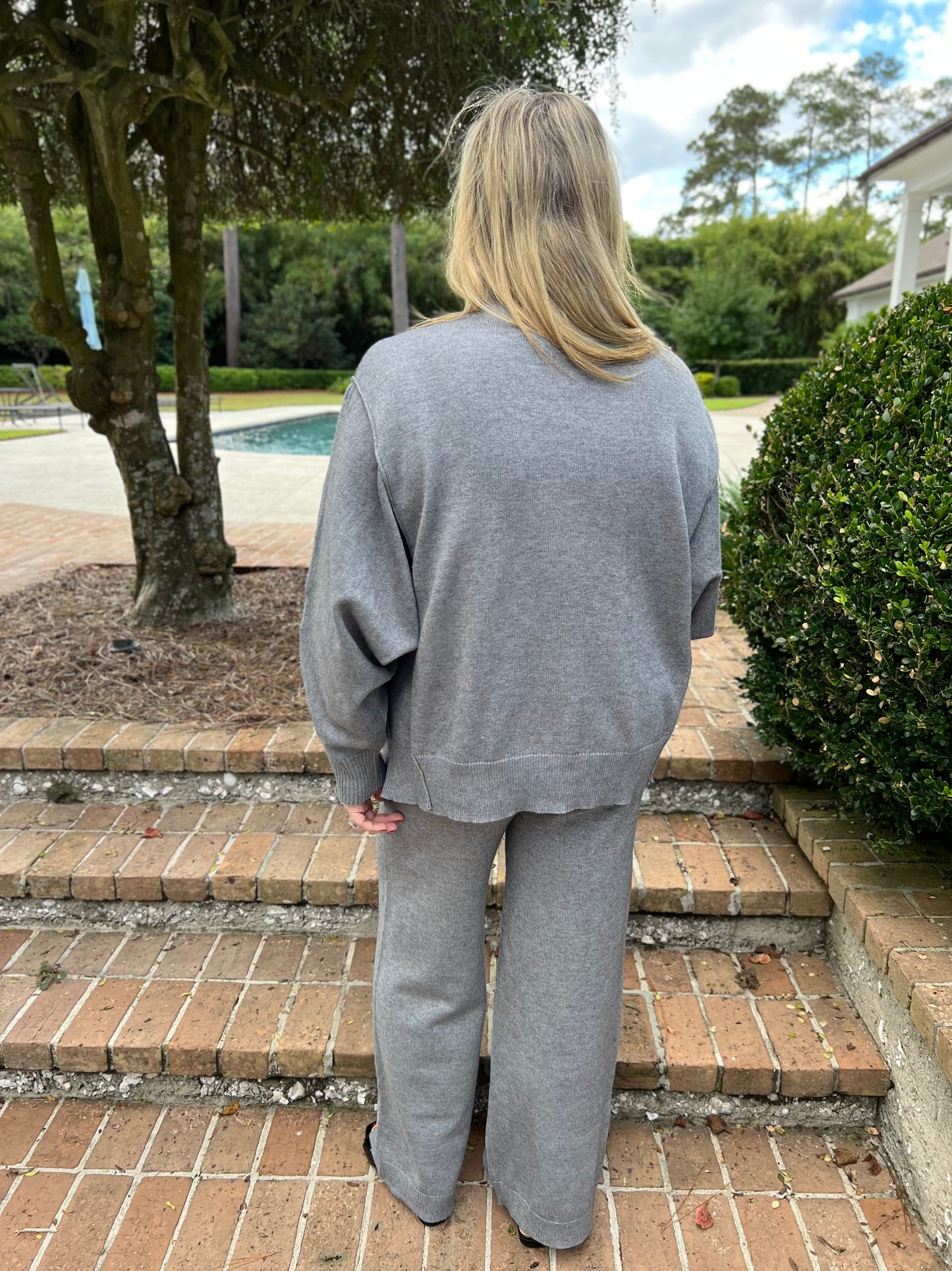 Forward My Calls Grey Sweater Set