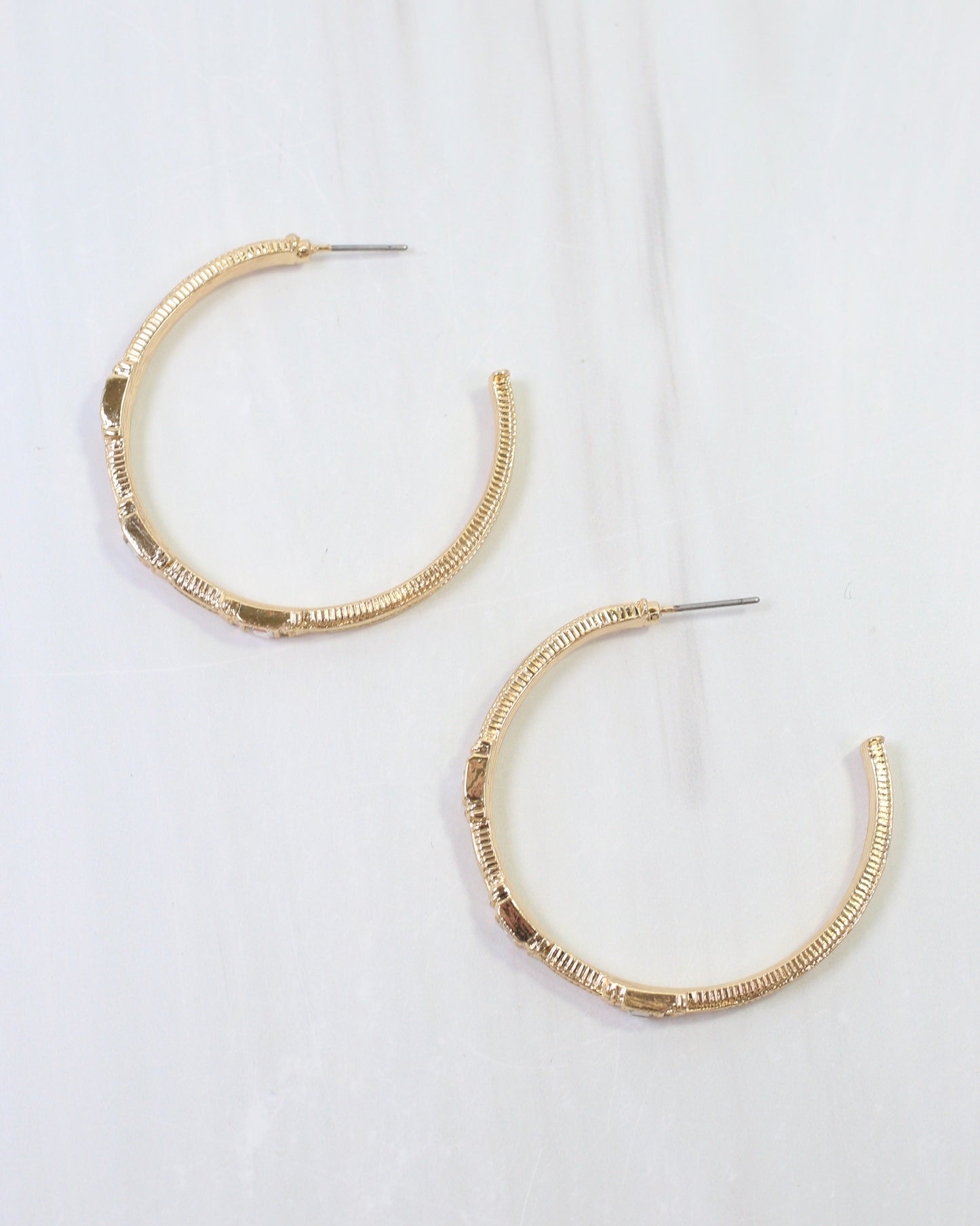 Ania Textured Large Hoop Earring Clear