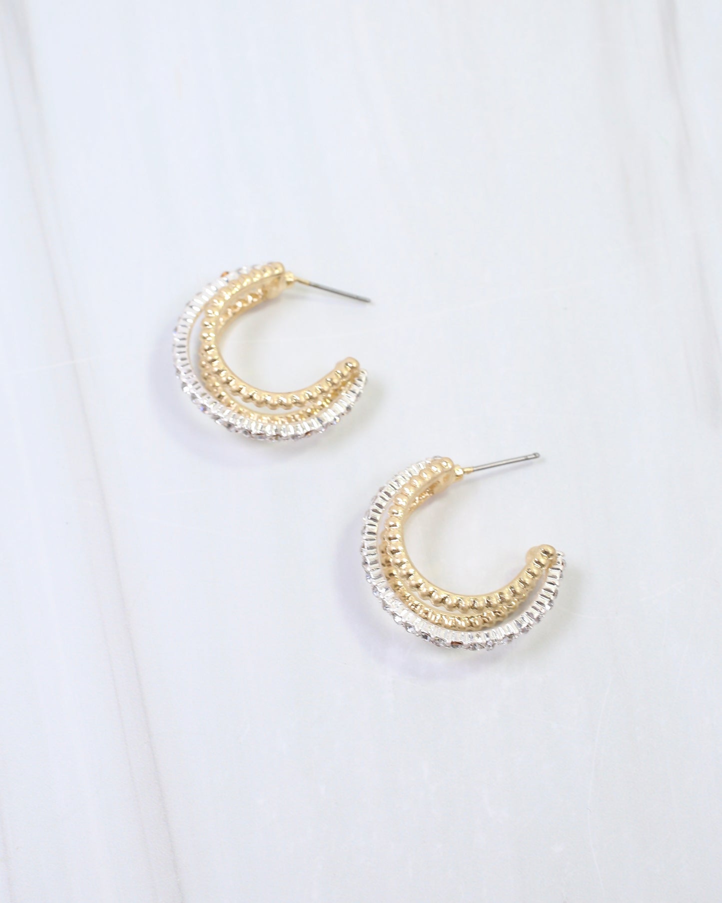 Beatrice Three Line Hoop Earring Gold Silver