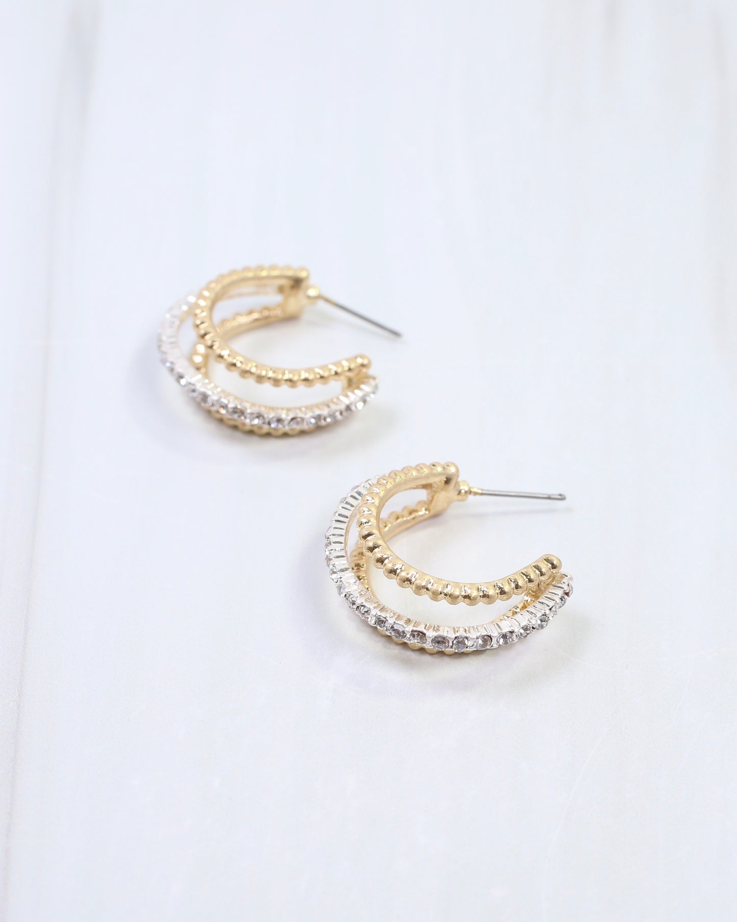 Beatrice Three Line Hoop Earring Gold Silver