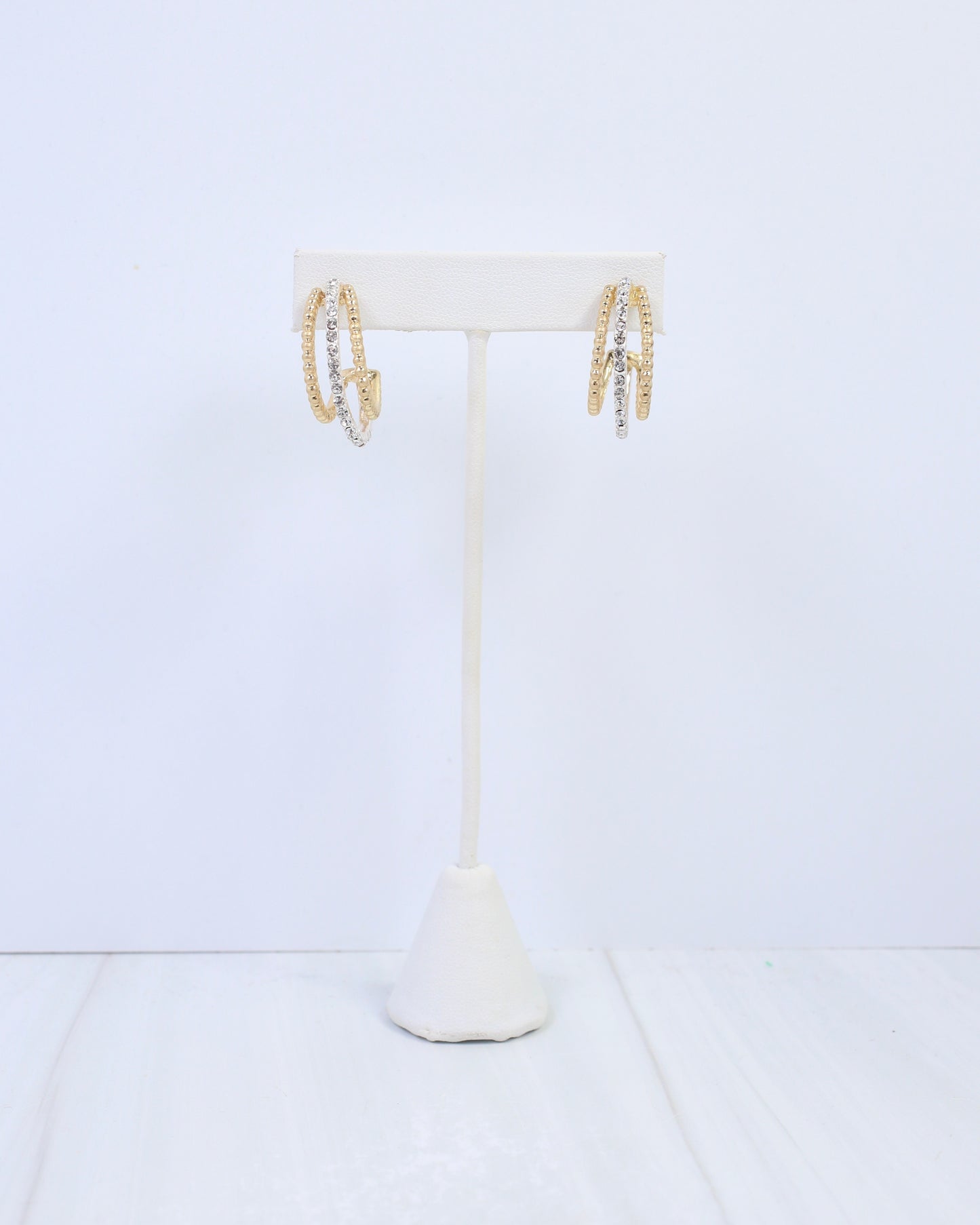 Beatrice Three Line Hoop Earring Gold Silver