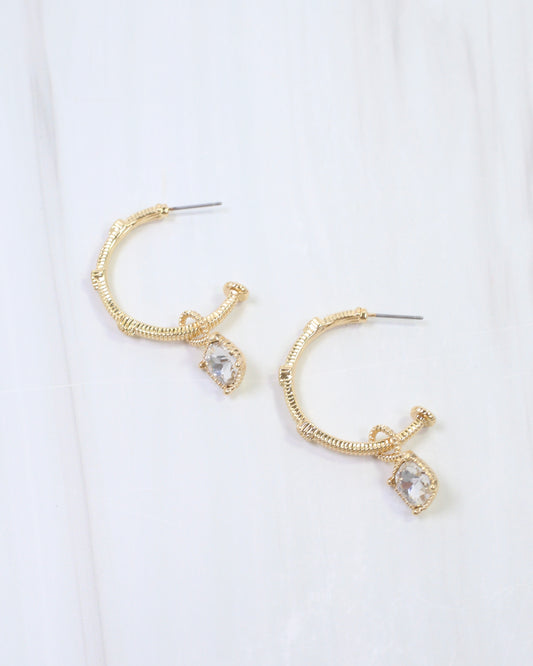 Anika Textured Large Hoop With Dangle Clear