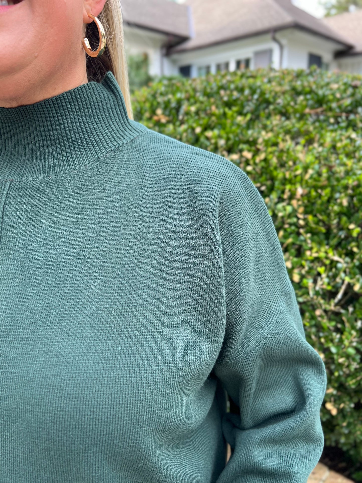 Noelle Dark Green Mock Neck Sweater