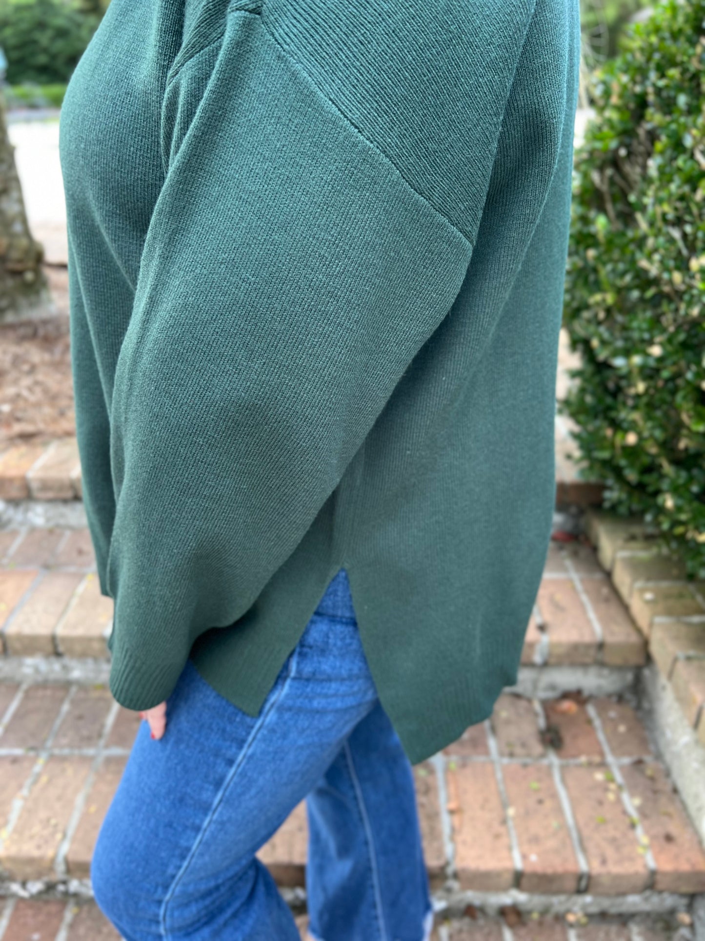 Noelle Dark Green Mock Neck Sweater