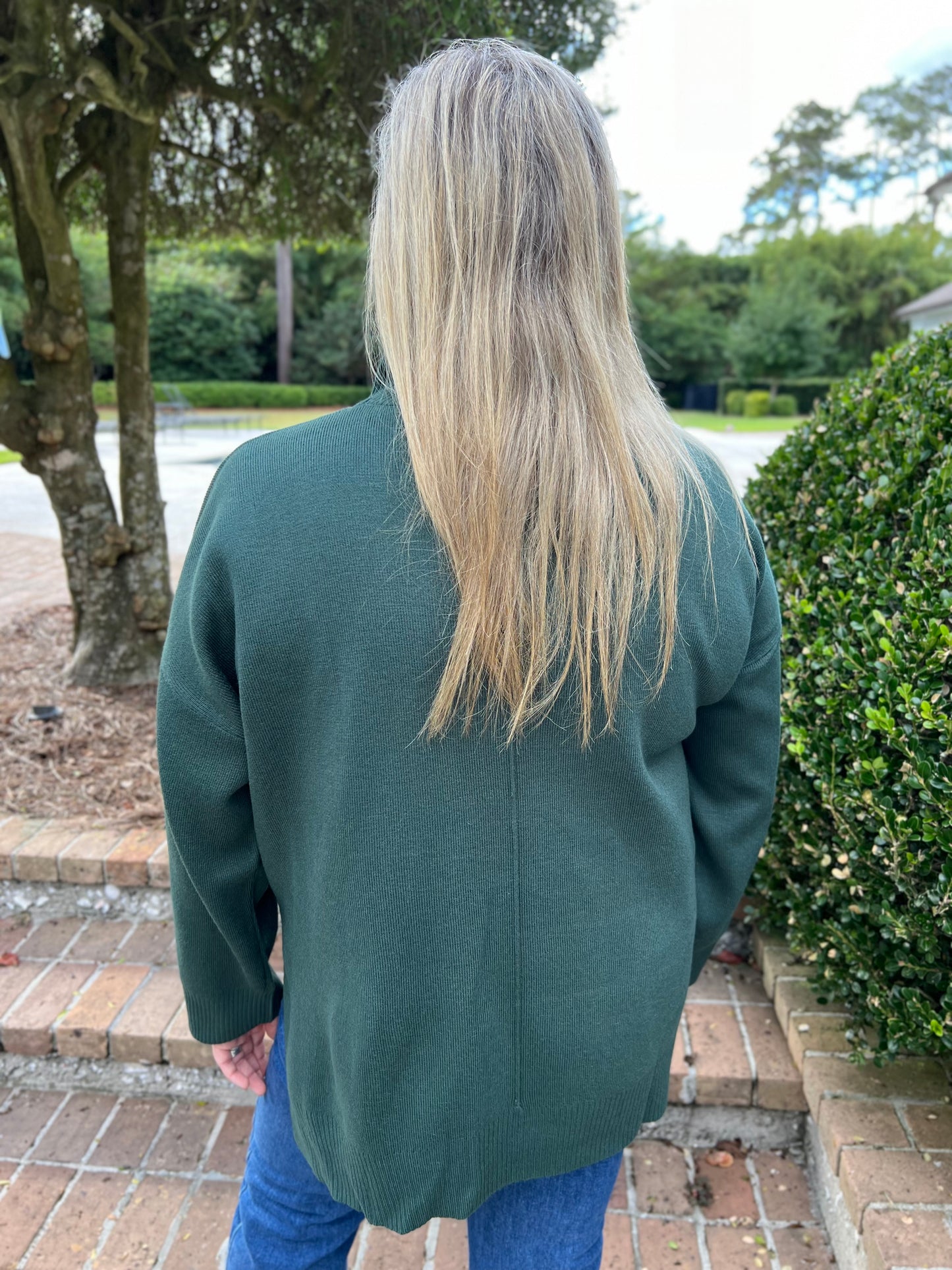 Noelle Dark Green Mock Neck Sweater