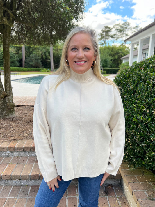 Noelle Cream Mock Neck Sweater