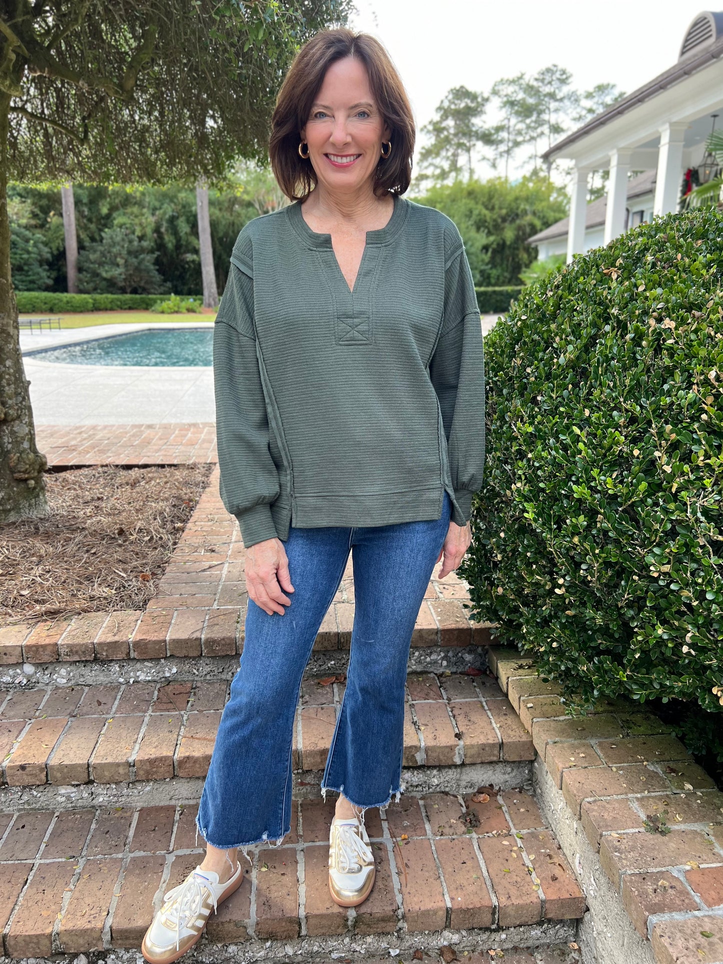 Feelin' Breezy Hunter Green Long Sleeve