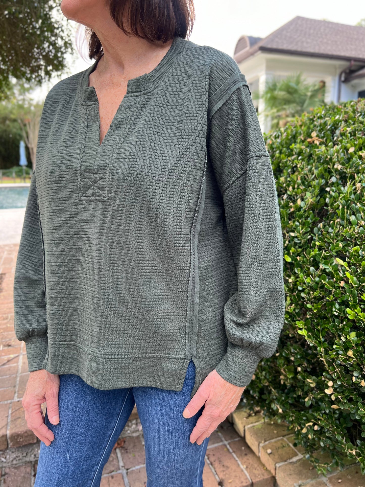 Feelin' Breezy Hunter Green Long Sleeve