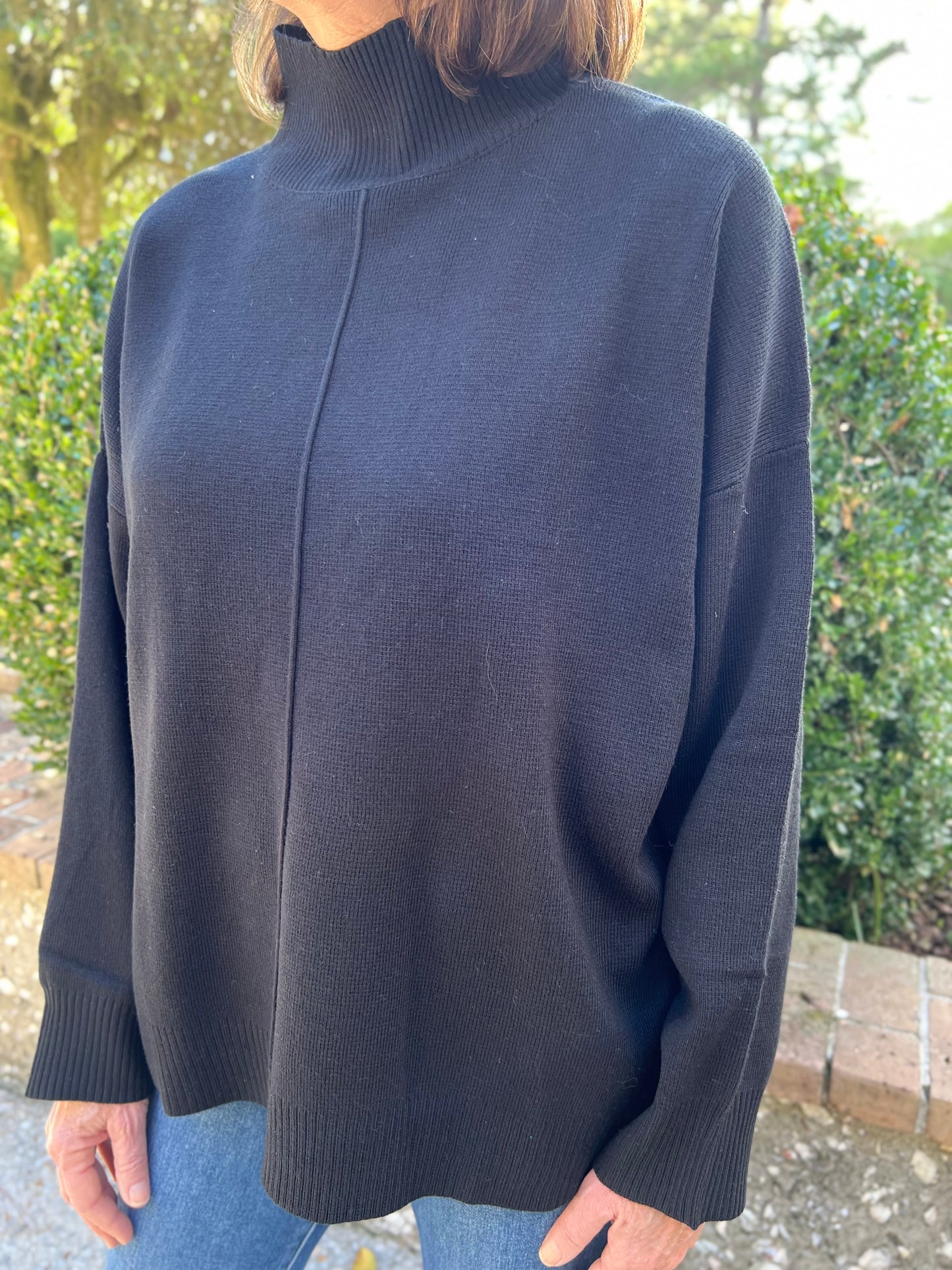 Noelle Black Mock Neck Sweater