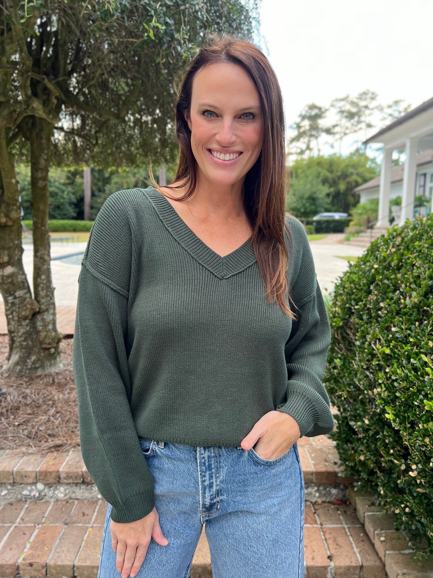 Autumn Feels Hunter Green Sweater