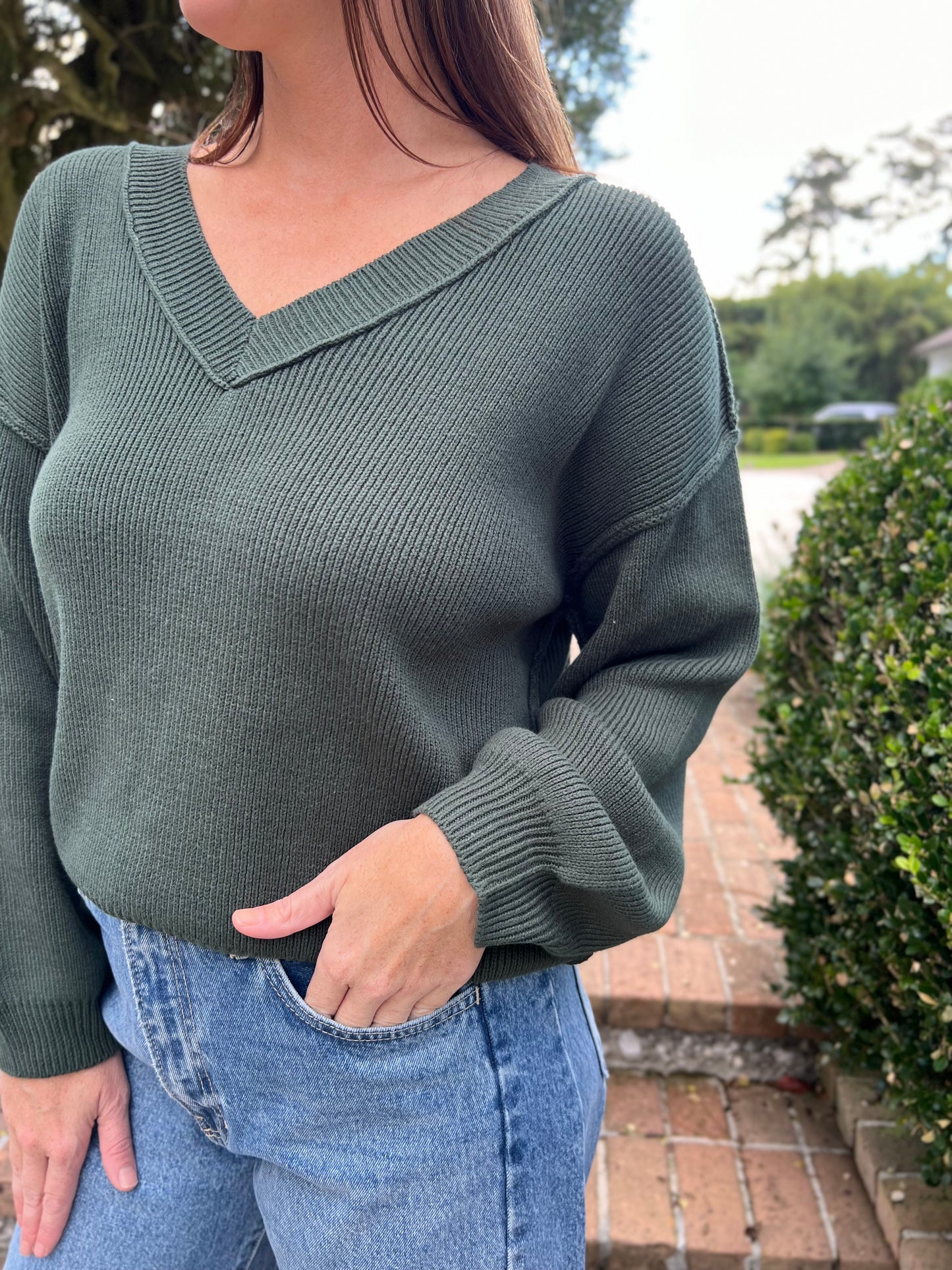 Autumn Feels Hunter Green Sweater