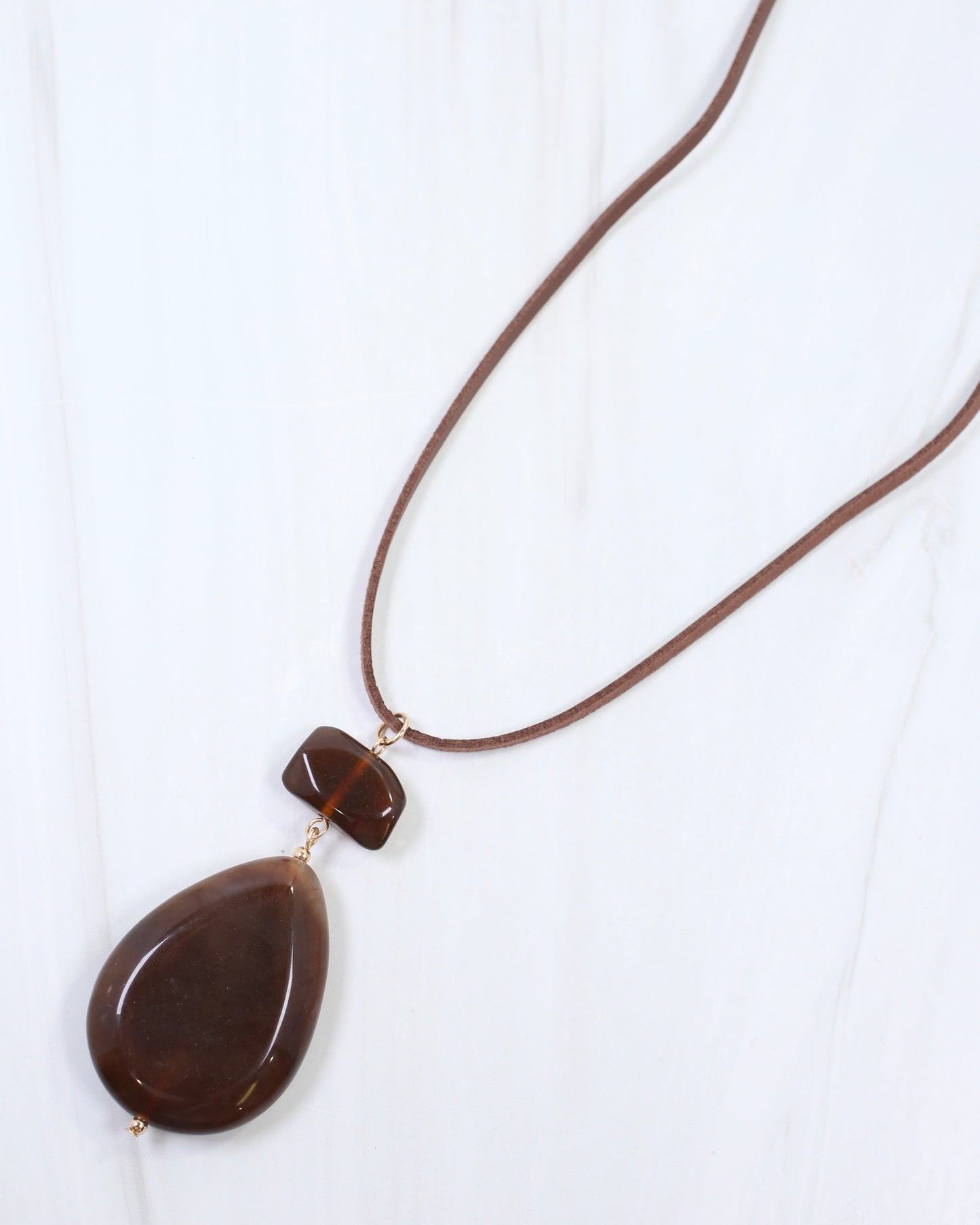 Carina Adjustable Drop Pendant Necklace Brown