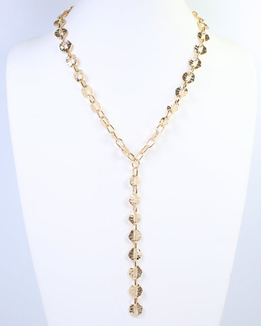 Andi Textured Chain Y Necklace Gold