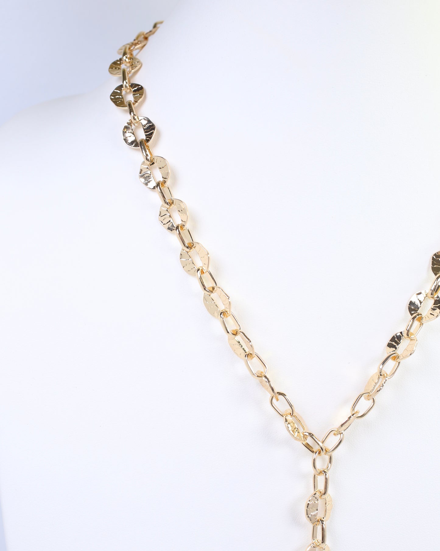 Andi Textured Chain Y Necklace Gold