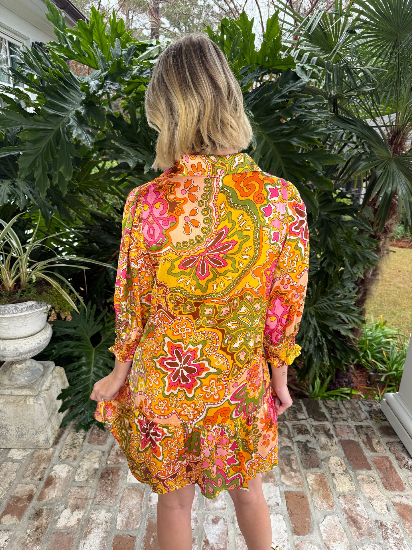 Deidre Golden Yellow Floral Print Dress