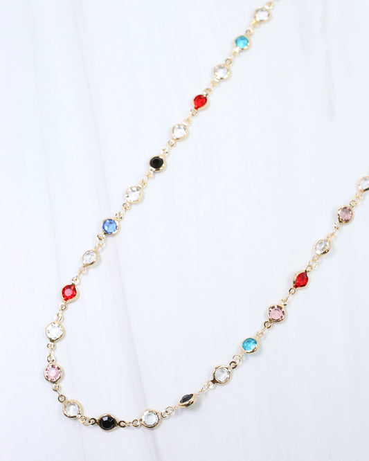 Arely Long Crystal Necklace Multi