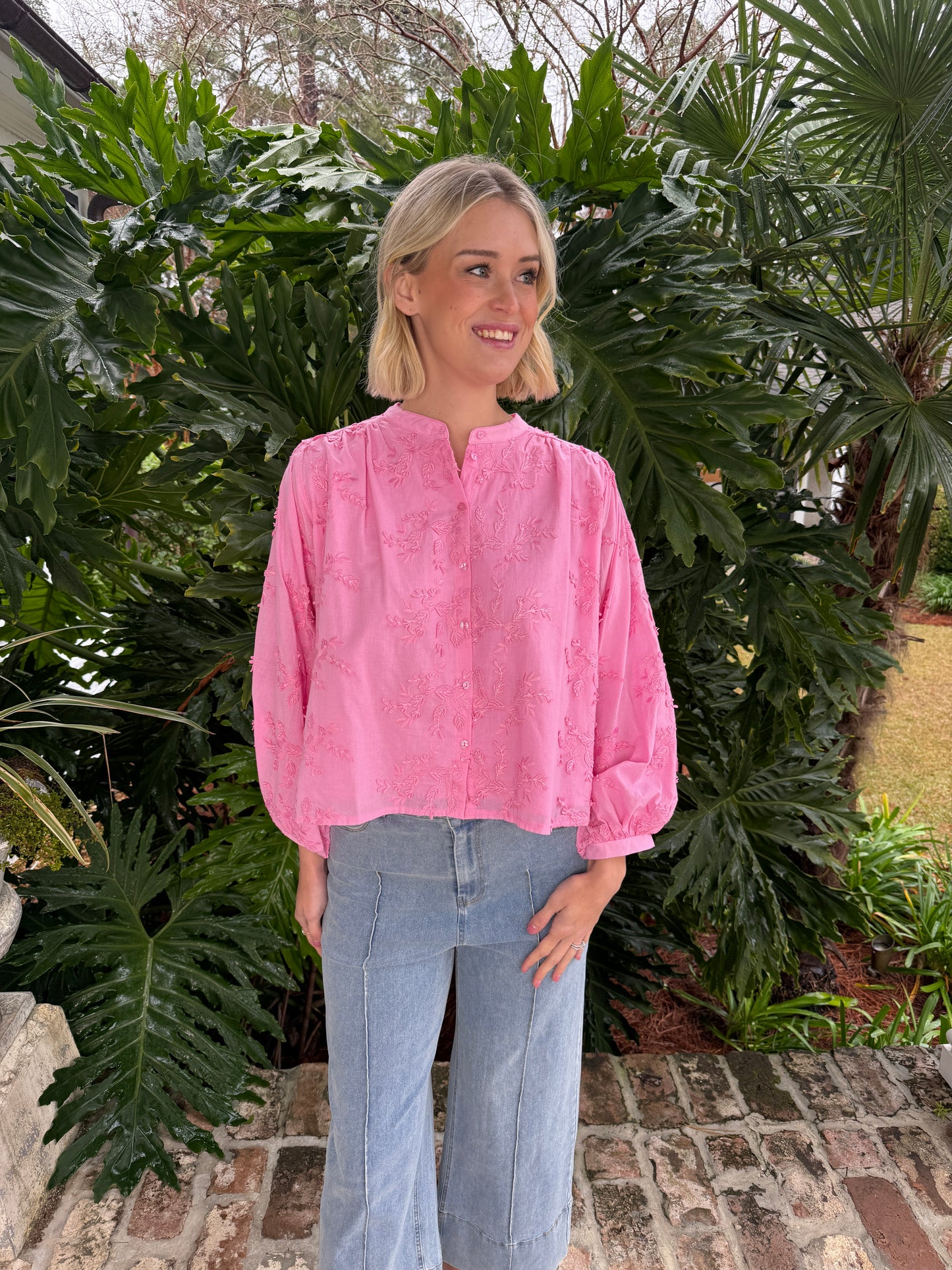 Catch Up Baby Pink Embroidered Blouse