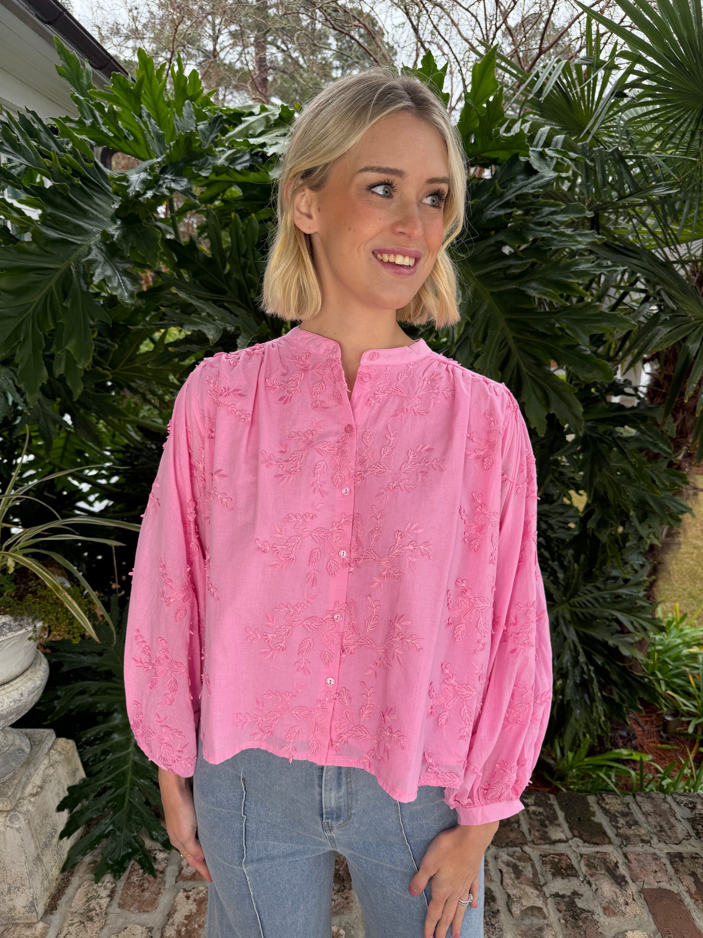 Catch Up Baby Pink Embroidered Blouse