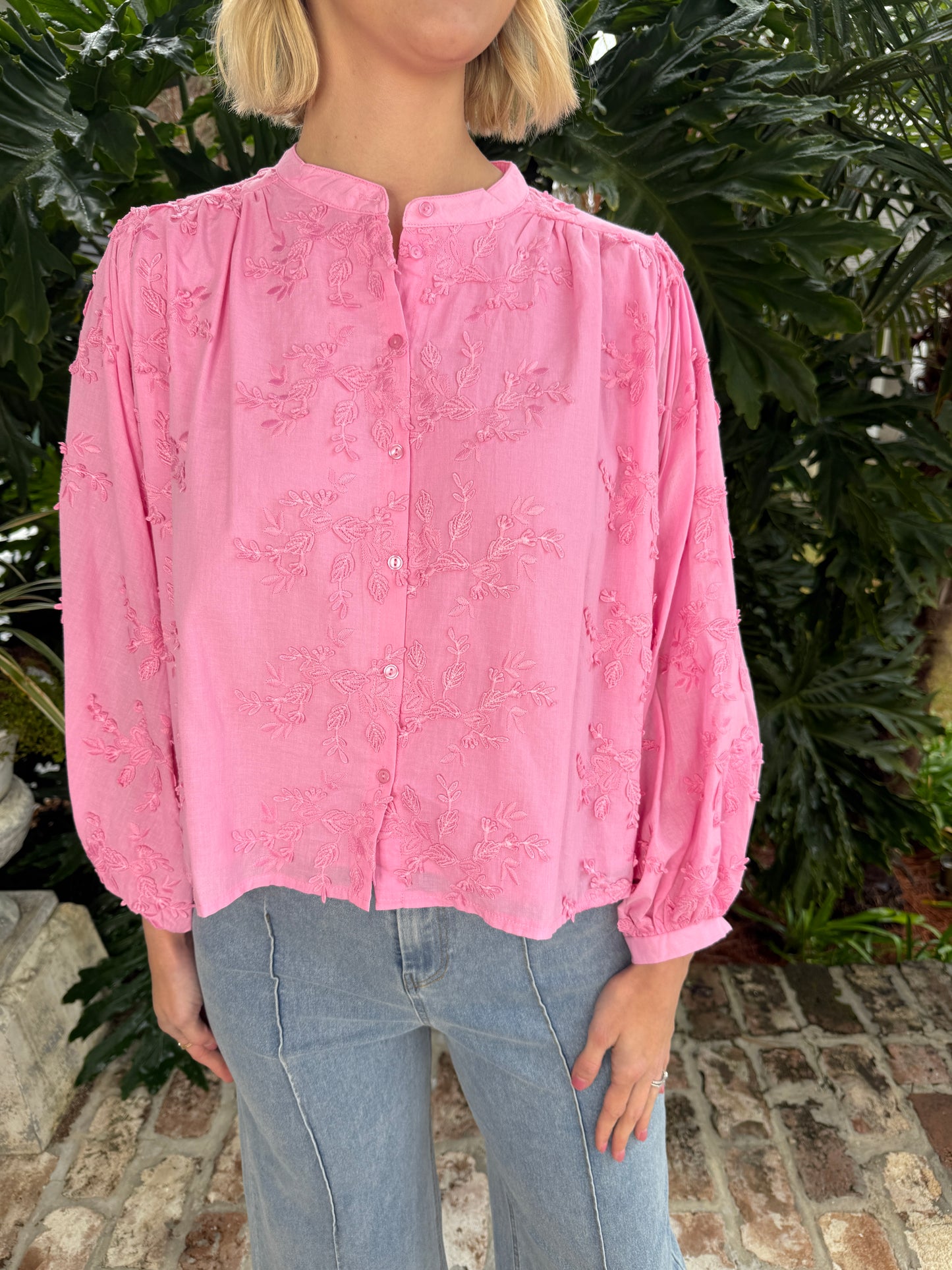 Catch Up Baby Pink Embroidered Blouse