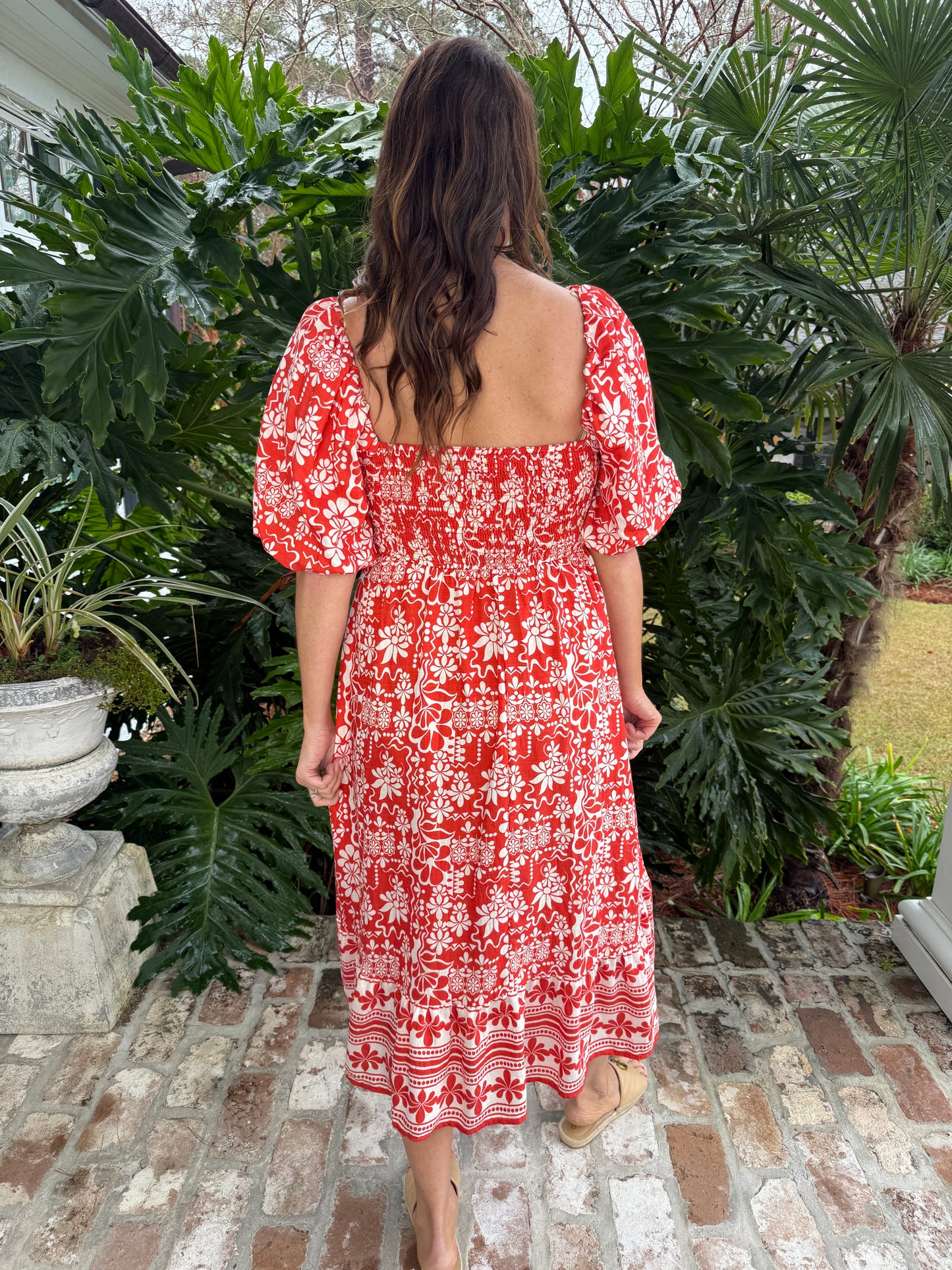 Rosie Red Floral Print Midi Dress