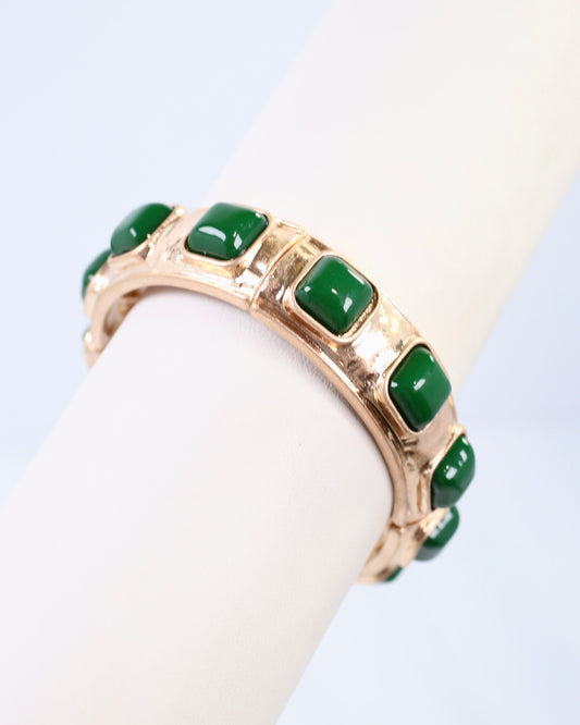 Allie Hammered Gold Stretch Bracelet Green