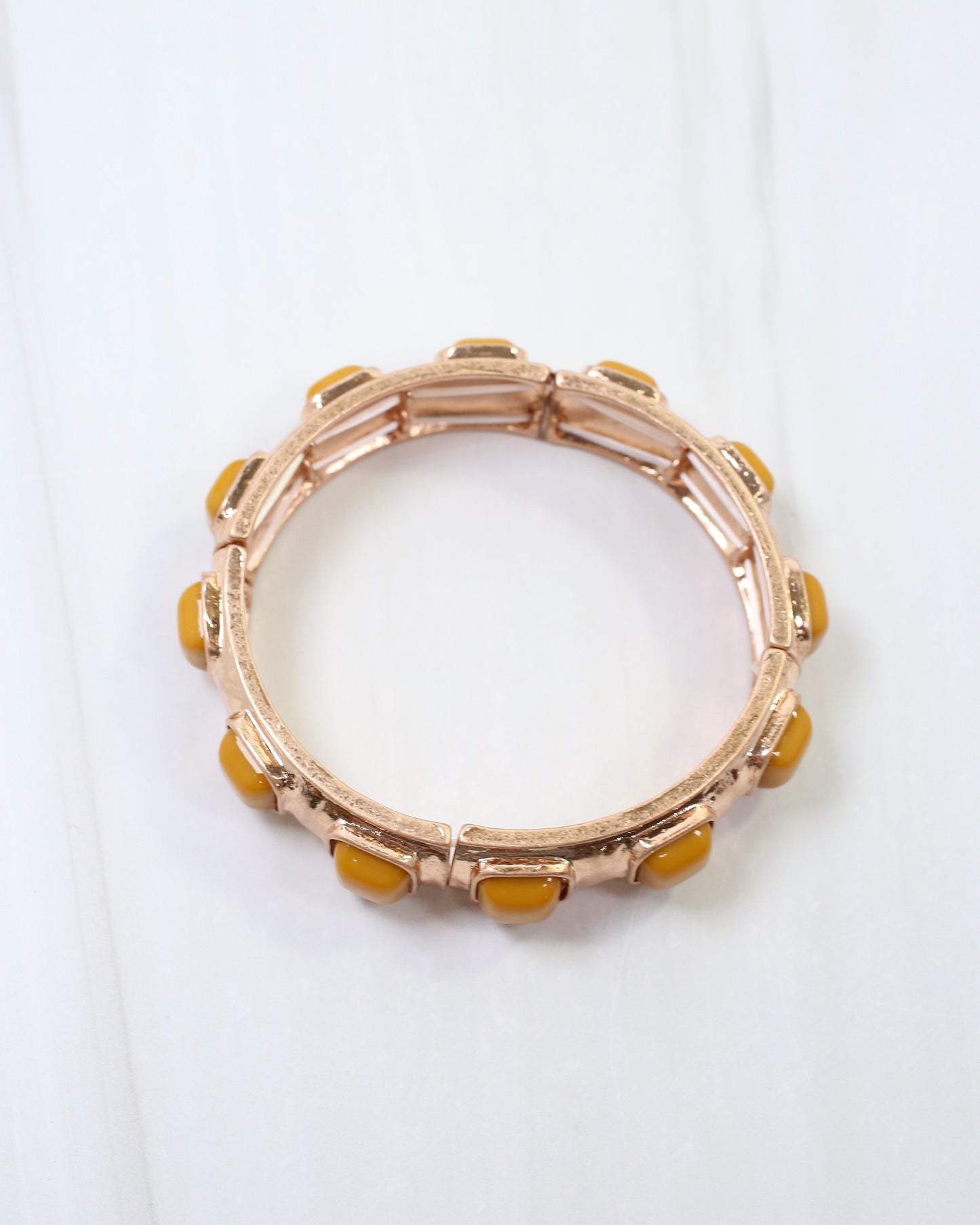 Allie Hammered Gold Stretch Bracelet Mustard