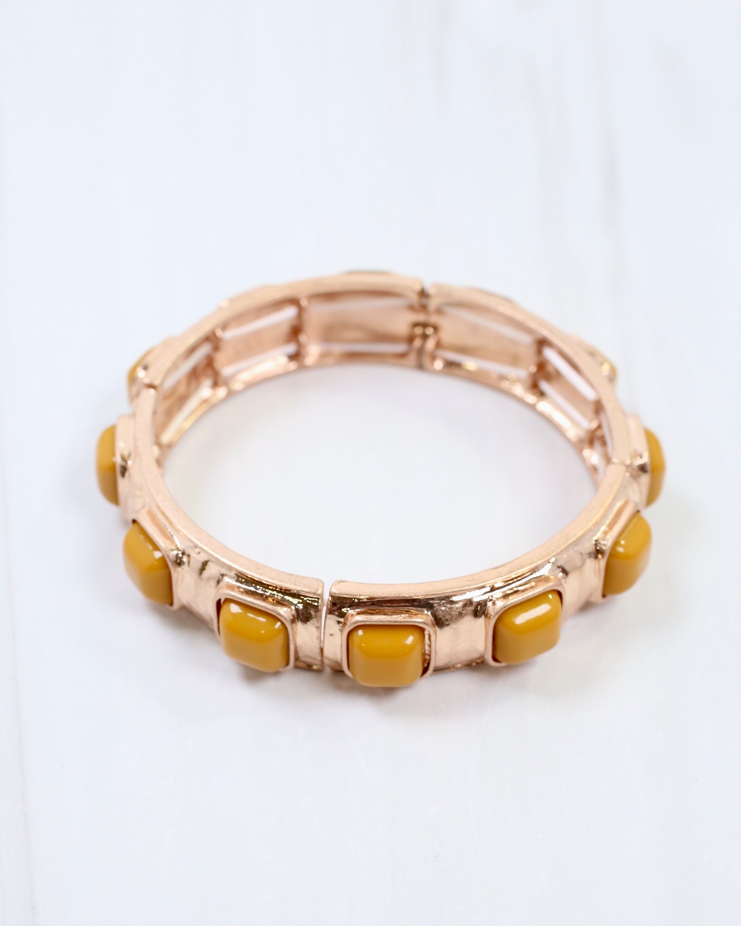 Allie Hammered Gold Stretch Bracelet Mustard