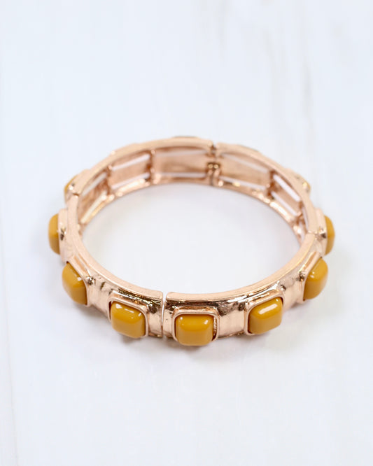 Allie Hammered Gold Stretch Bracelet Mustard