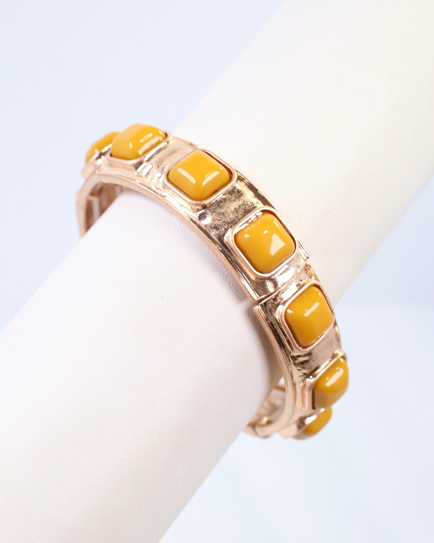 Allie Hammered Gold Stretch Bracelet Mustard