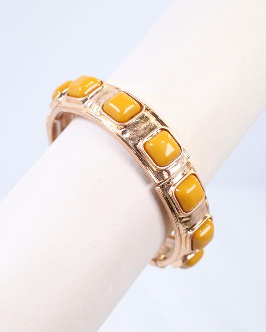 Allie Hammered Gold Stretch Bracelet Mustard
