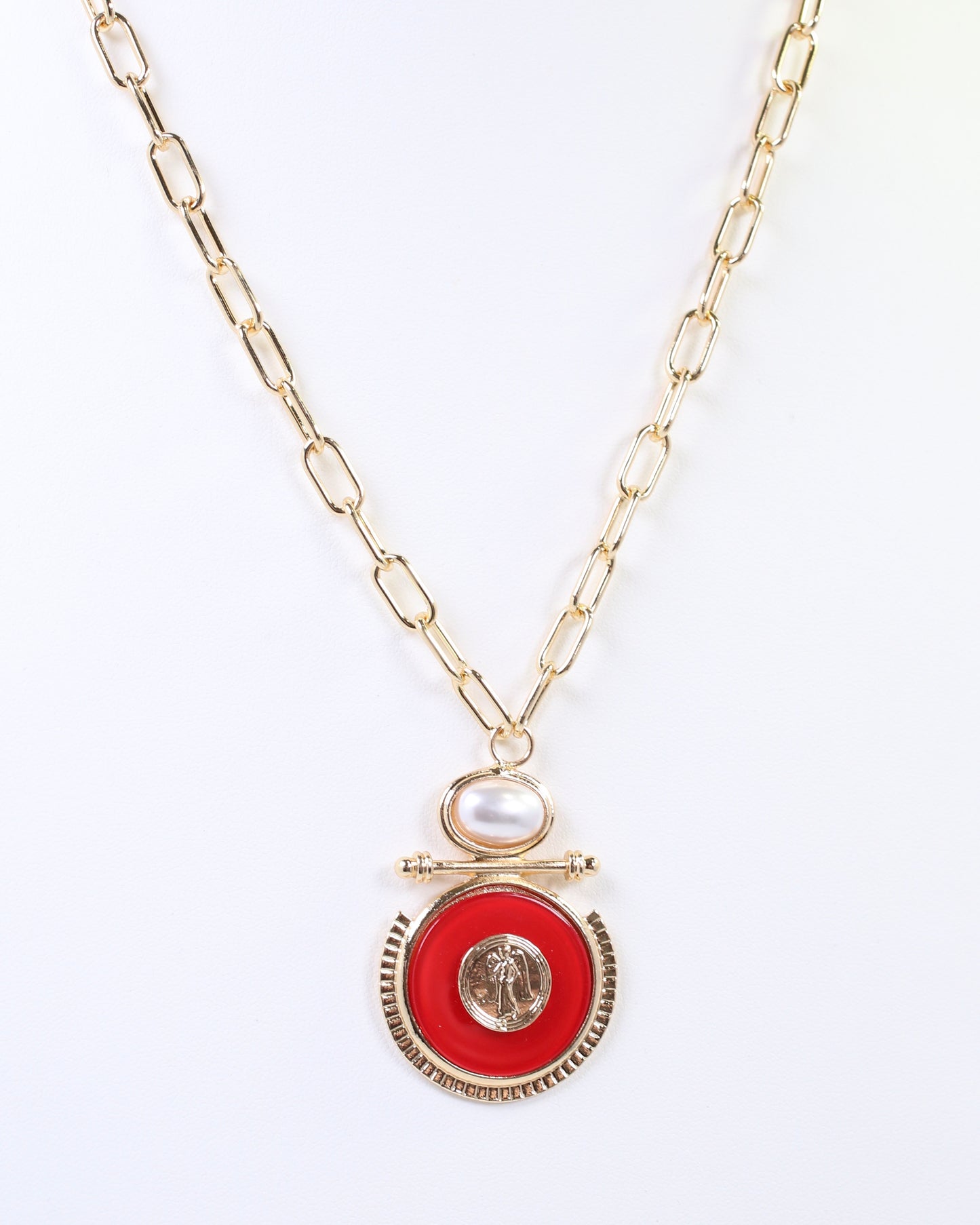 Moru Circle Pendant Necklace Red