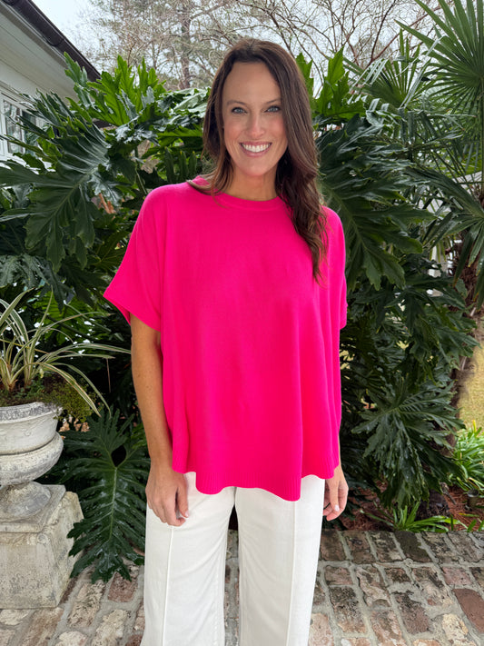 Prime Comfort Hot Pink Knit Top