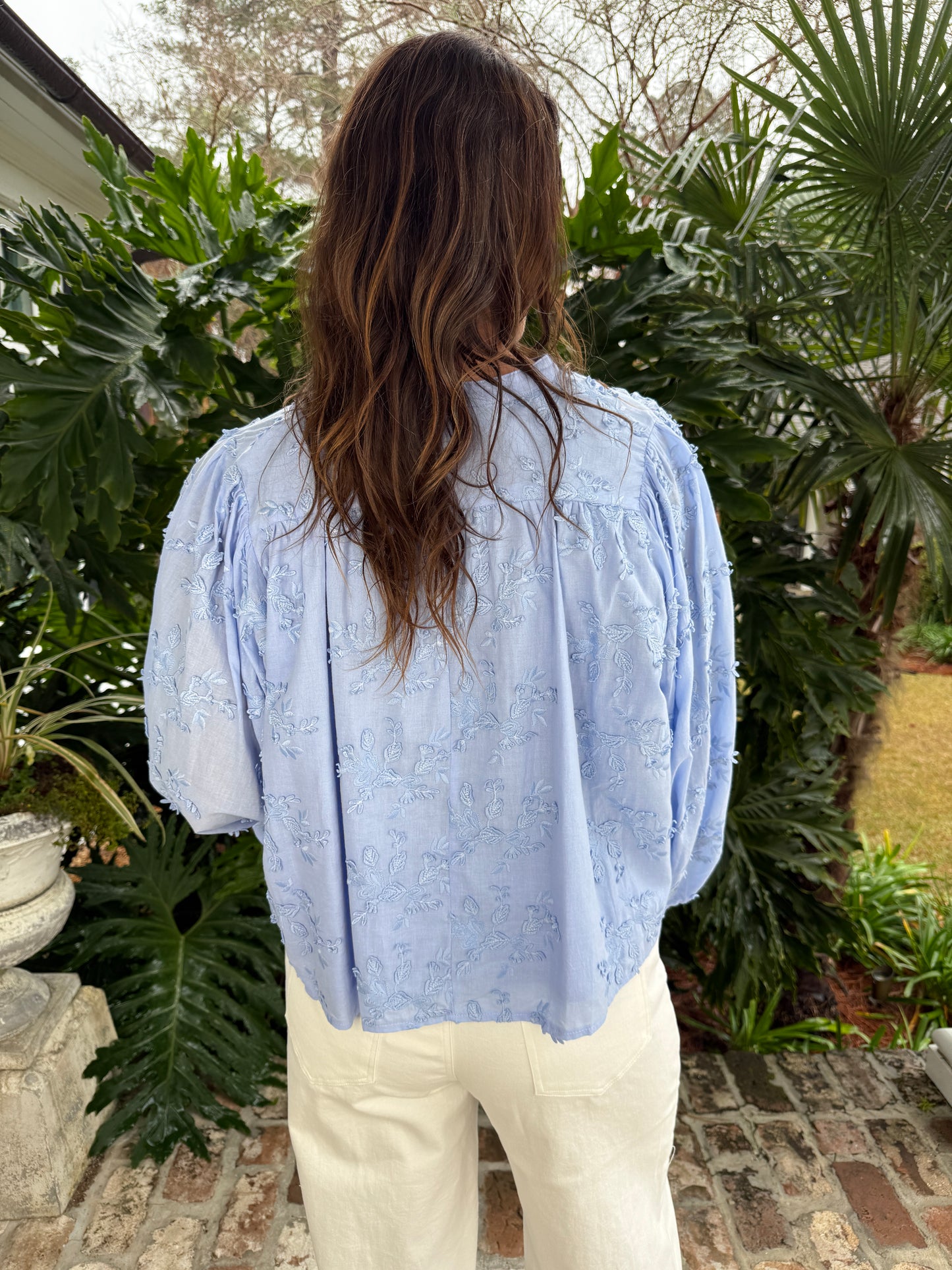 Catch Up Blue Embroidered Blouse