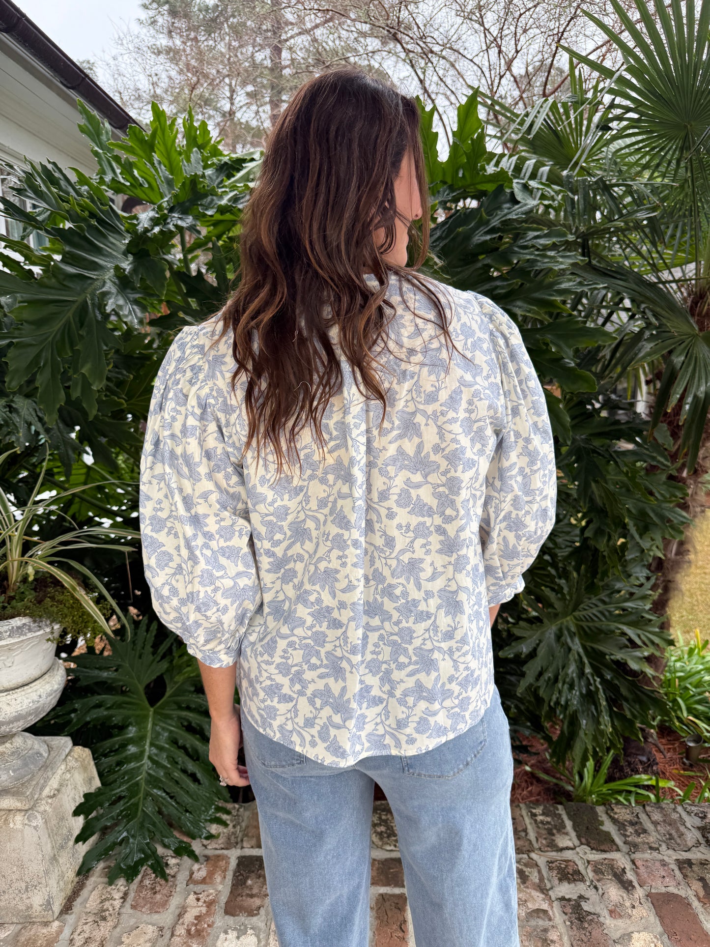 Meet You Again Blue Floral Blouse